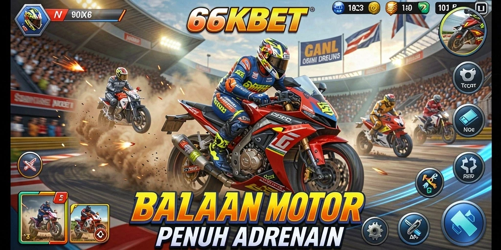Tampilan gameplay 66KBET dengan balapan motor yang mendebarkan.