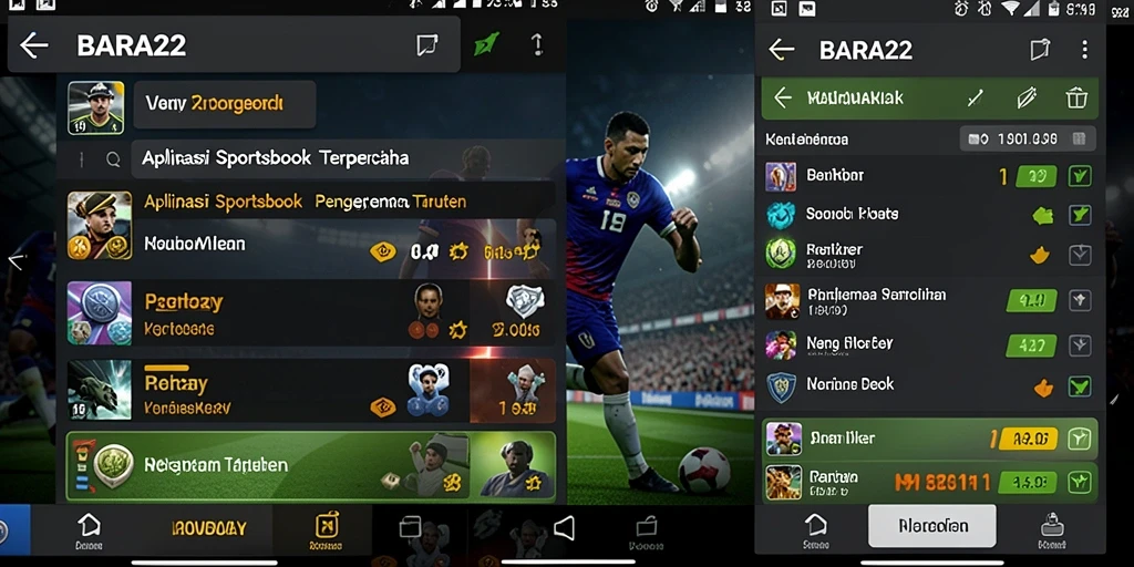 Tampilan screenshot utama BARA22 dengan antarmuka Sportsbook yang menarik.