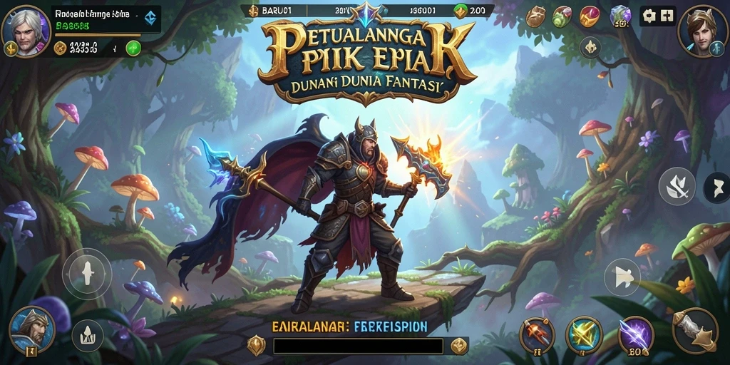 Tampilan gamplay <strong>BARU01</strong> menampilkan pertarungan epik dalam dunia fantasi.
