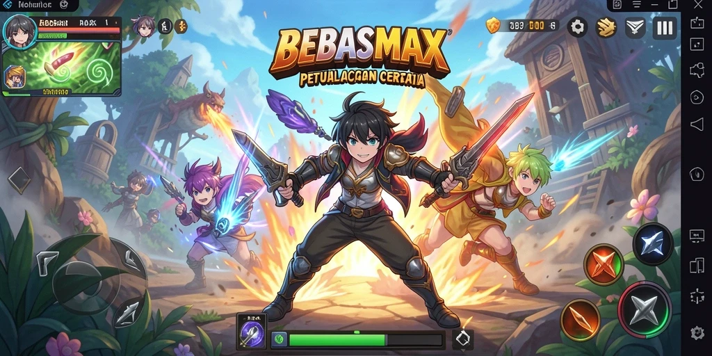 Tampilan menarik gameplay Anime dalam BEBASMAX yang penuh aksi.
