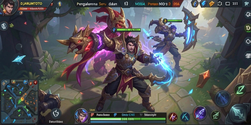 Tangkapan layar gameplay DJARUMTOTO dengan pertarungan seru antara tim.