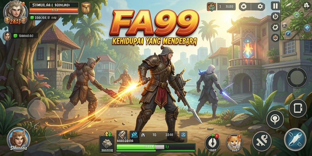 Gameplay seru dan interaktif dalam FA99 yang menggambarkan kehidupan virtual.