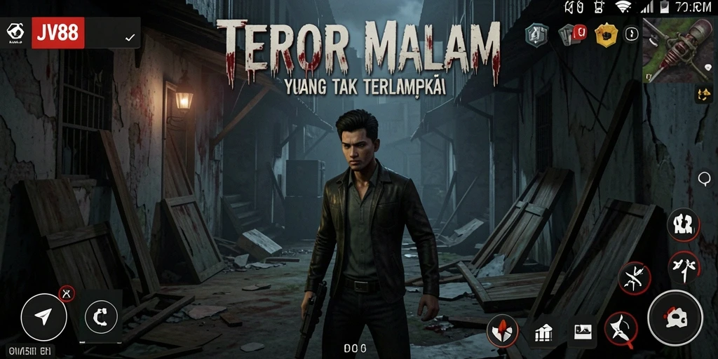 Screenshot gameplay menunjukkan suasana mencekam dan menakutkan.