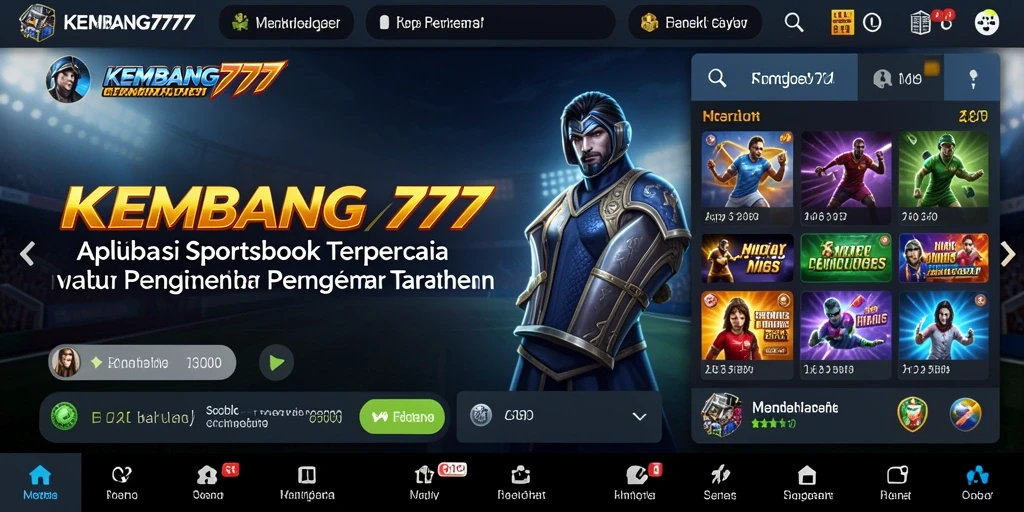 Tampilan menarik aplikasi KEMBANG777 dengan berbagai opsi taruhan olahraga.