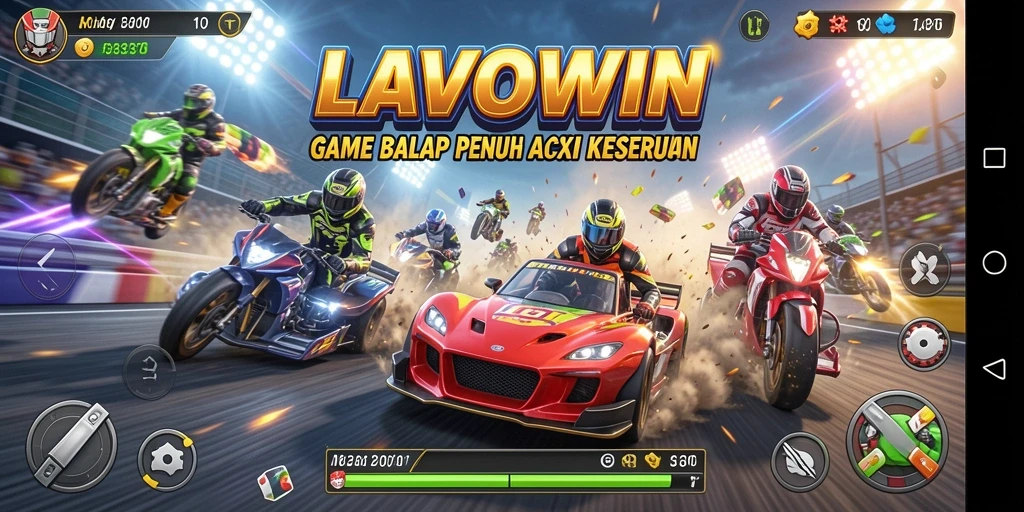 Gameplay LAVOWIN yang intens dan mengasyikkan saat balapan.