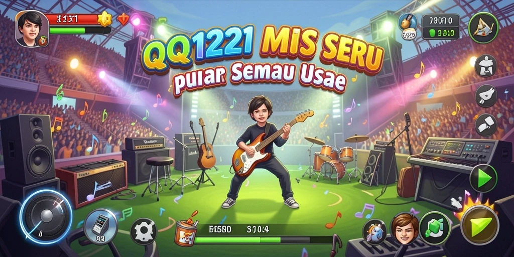 Screenshot gameplay QQ1221 menampilkan permainan musik yang mengasyikkan dan interaktif.