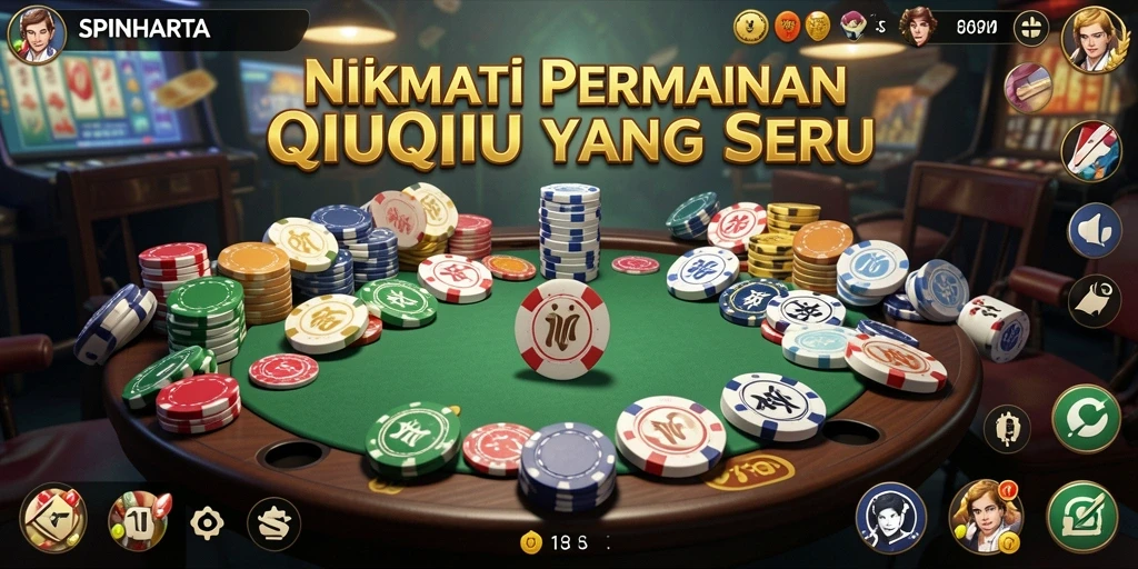 Screenshot gameplay SPINHARTA yang menunjukkan momen seru dalam bermain QiuQiu.