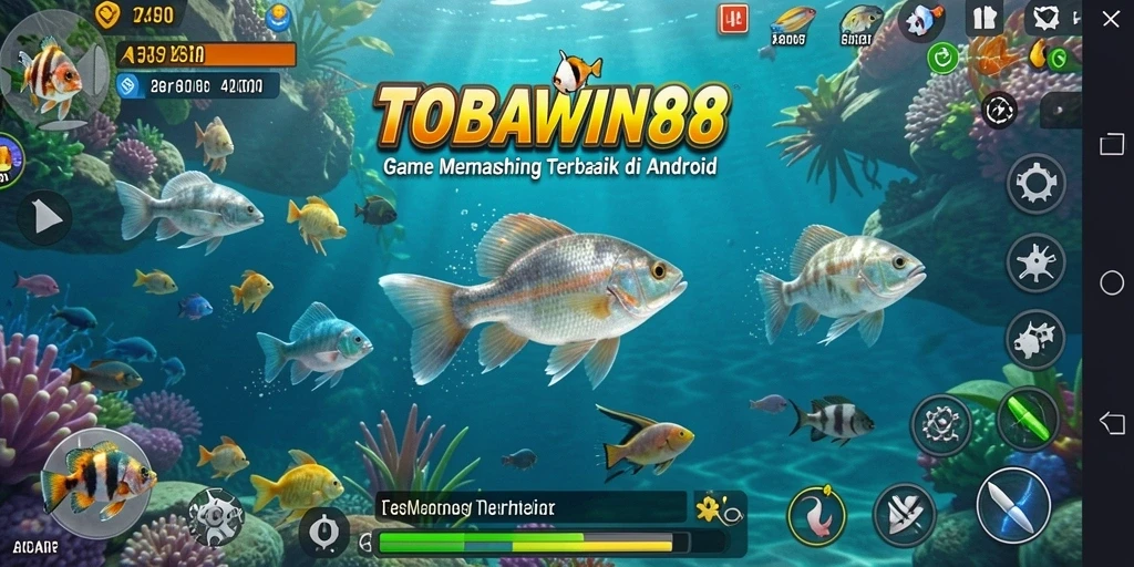 Gameplay memancing seru di TOBAWIN88 dengan beragam ikan yang dapat ditangkap.