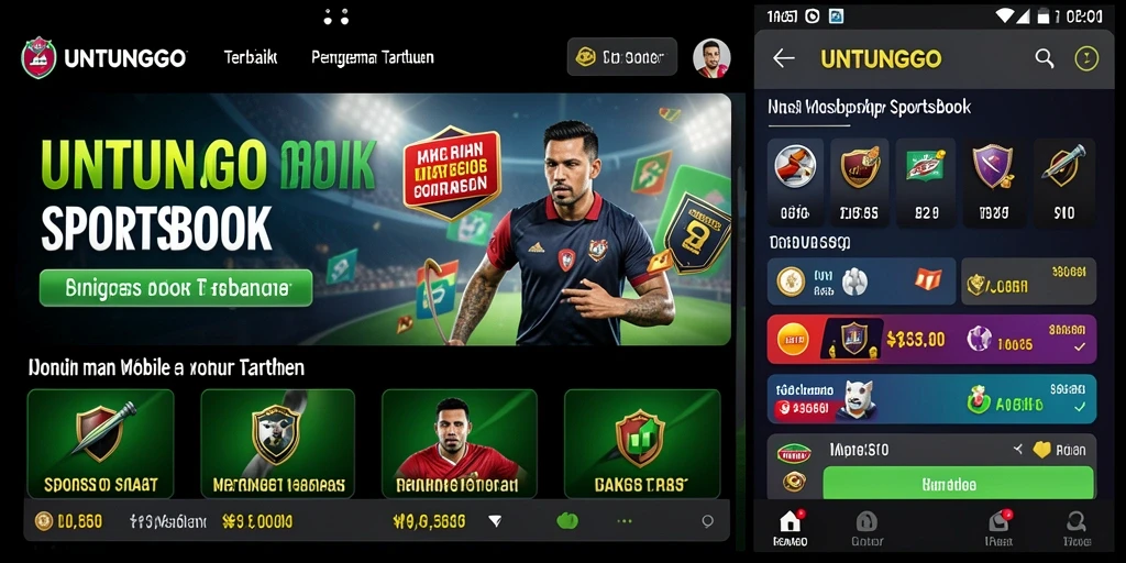 Screenshot utama UNTUNGGO menampilkan tampilan antarmuka permainan Sportsbook yang menarik.